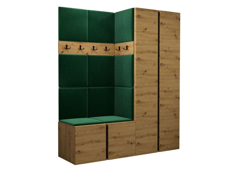 Garderoba MIRJAN 24 Orion III dąb artisan/czarny + butelkowa zieleń 1 kpl.