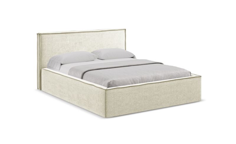 Łóżko LaMiaSofa Anani z tkaniny szenilowej 160x200 beżowy 1 szt.