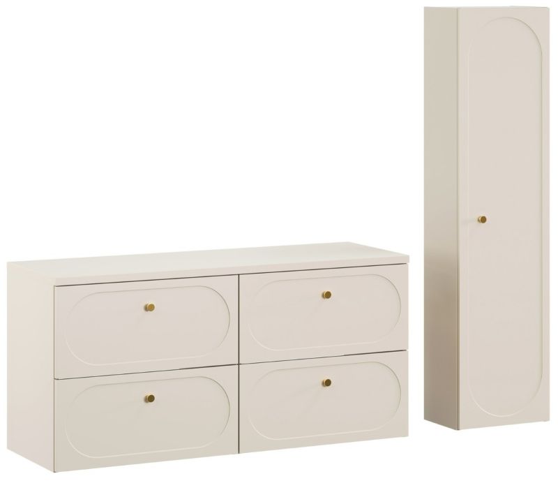 Szafka pod umywalkę i słupek Furnidea 120 cm + 35 cm beż piaskowy Donna Sand zestaw