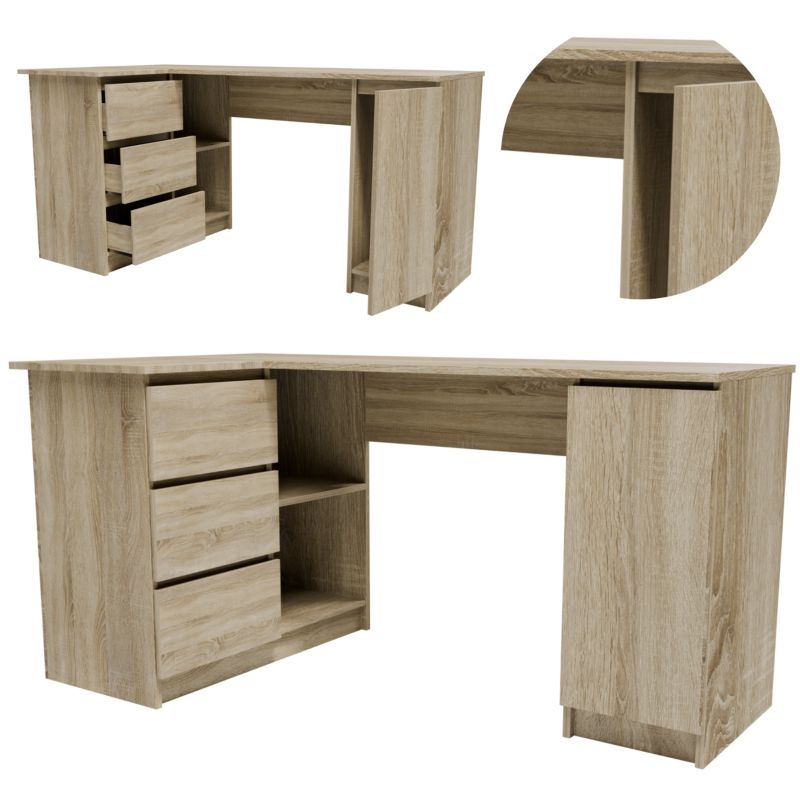 Biurko Matkam B2LEWSON narożne lewe dąb sonoma 1 szt.