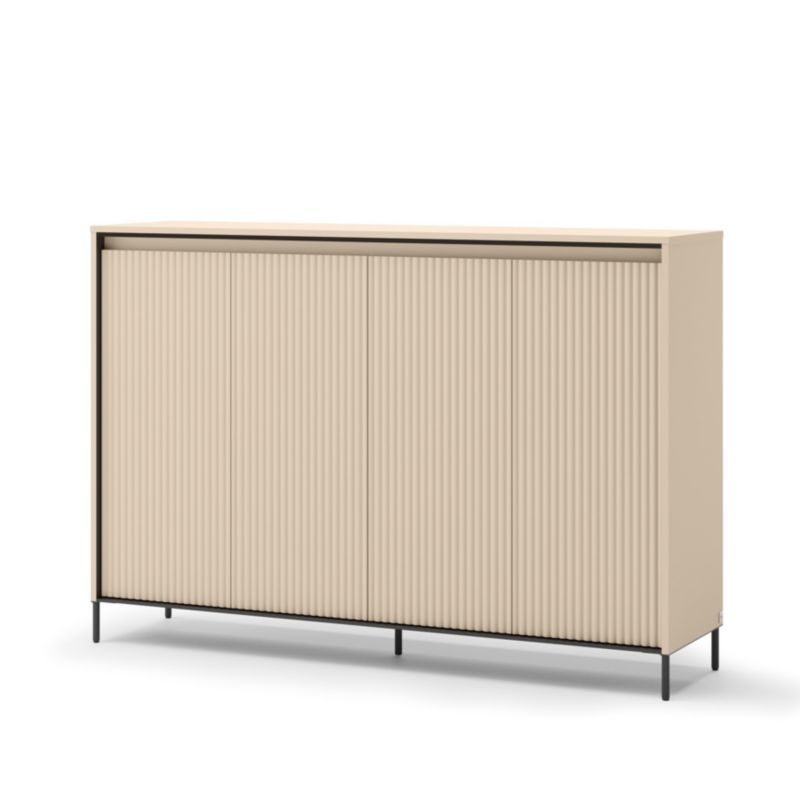 Komoda czterodrzwiowa Bettso Trend szeroka z oświetleniem LED na czarnych nogach beżowy 1szt.