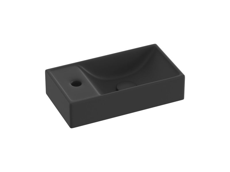 Prostokątna umywalka ceramiczna Ravak Veda 400 Slim Wall L czarny mat 1szt