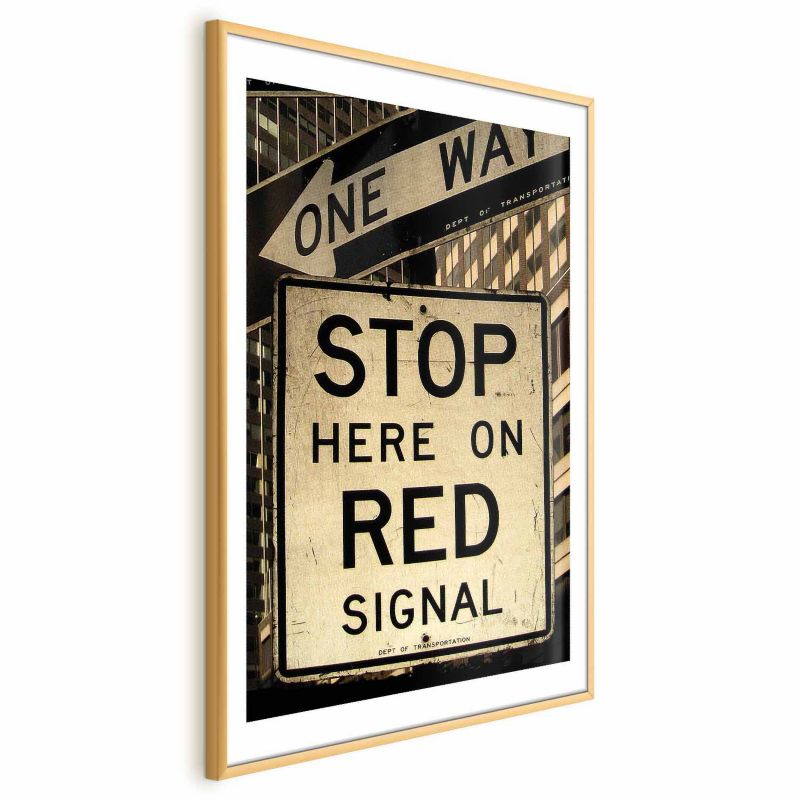 Plakat Artgeist Znaki drogowe 40x60 cm z ramą złotą z marginesem 1 szt