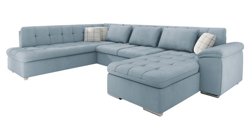 Narożnik z funkcją spania MIRJAN 24 Niko Bis prawy błękit/błękit/niebieska kratka 1 szt.