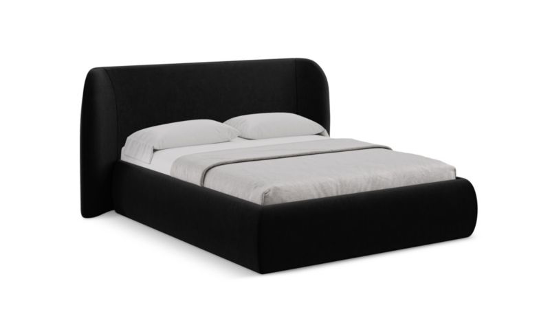 Łóżko LaMiaSofa Hauke z weluru 160x200 czarny 1 szt.