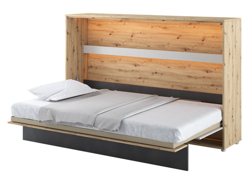 Półkotapczan poziomy MIRJAN 24 Concept Junior CJ-03 120x200 dąb artisan / raw steel / silk flou 1 szt.