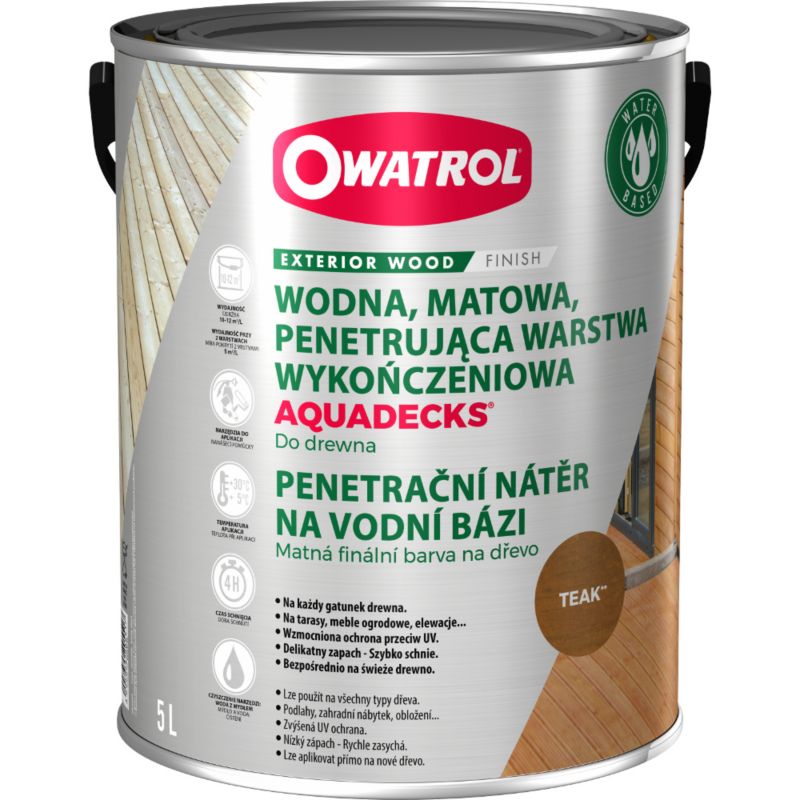 Saturator do wszystkich gatunków drewna Owatrol Aquadecks Teak 5L 1 szt.
