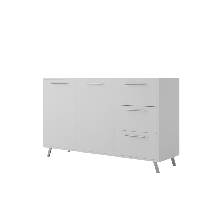 Komoda dwudrzwiowa z szufladami Bettso Ball ze srebrnymi uchwytami biały 1szt.