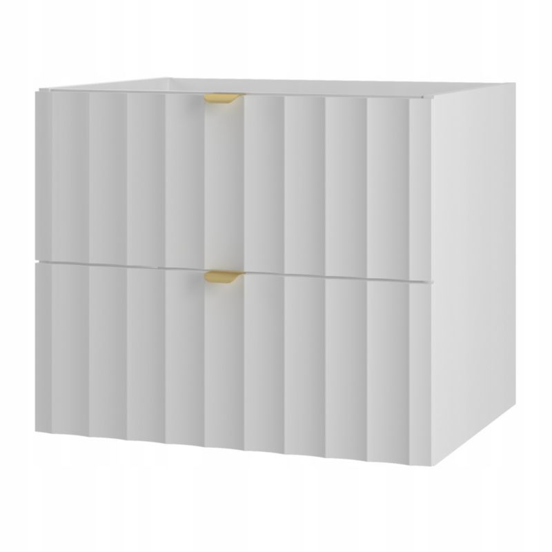 Szafka pod umywalkę Furnidea 60 cm wisząca biały mat ryflowane fronty złote uchwyty ARCOS 1 szt.