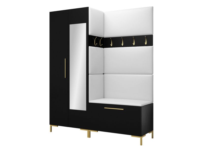 Garderoba MIRJAN 24 Zilion IX czarny + biała ekoskóra 1 kpl.