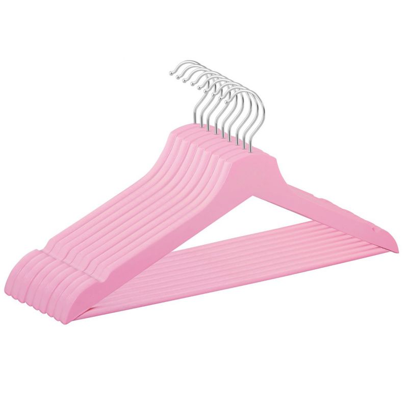 Wieszaki na ubrania Springos drewniane zestaw 9 szt. różowe 1 kpl.