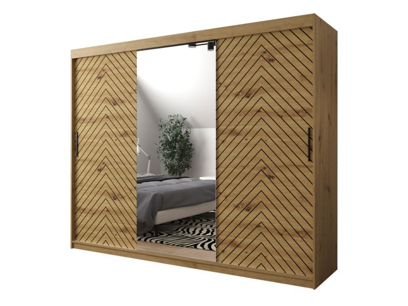 Szafa MIRJAN 24 Jodełka 2 250 dąb artisan + czarny 1 szt.