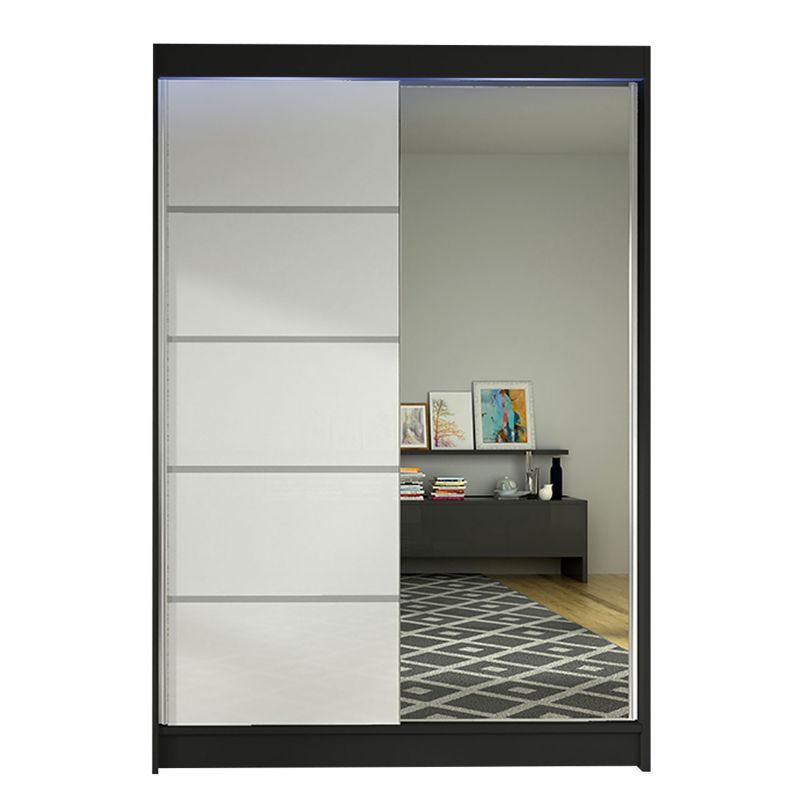 Szafa MIRJAN 24 z drzwiami przesuwnymi Lino III z oświetleniem RGB czarny/biały 1 szt.