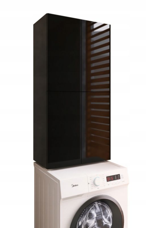 Szafka łazienkowa wisząca nad pralkę Better Home, 60 x 120 x 34 cm, czarna, fronty wysoki połysk, 1 szt.