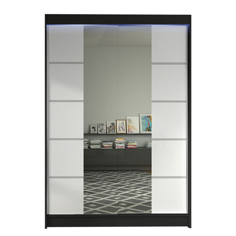 Szafa MIRJAN 24 z drzwiami przesuwnymi Lino V z oświetleniem RGB czarny/biały 1 szt.