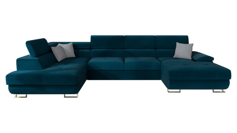 Narożnik z funkcją spania MIRJAN 24 Cotere Bis Premium lewy ciemny turkusowy/ciemny turkusowy/niebieska pepitka 1 szt.