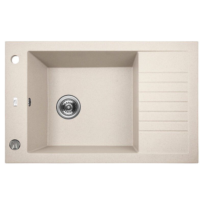 Zlew Zlewozmywak Granitowy Jednokomorowy beżowy z Półociekaczem, Laveo, PIONIER, 1 szt.