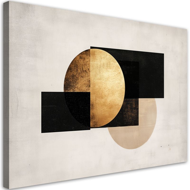 Obraz na płótnie Feeby Abstrakcja Geometryczna Szaro Zlota 90x60cm 1szt