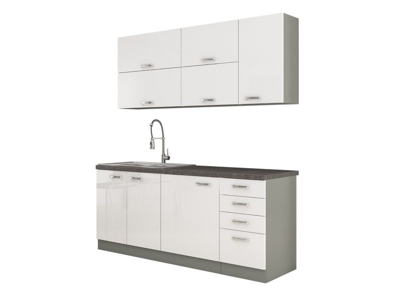 Meble kuchenne MIRJAN 24 Multiline III szary / biały połysk 1 kpl.