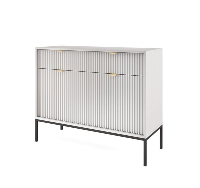 Komoda dwudrzwiowa z szufladami Bettso Nova 104 cm na czarnych nogach szary 1szt.