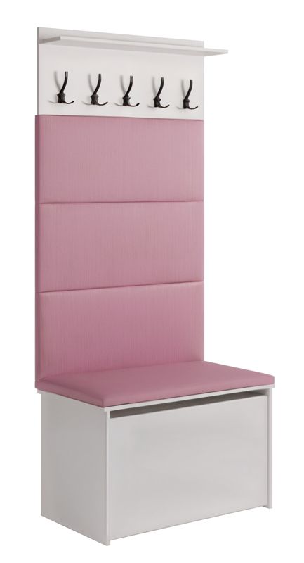 Szafka na buty z siedziskiem i wieszakiem Kobi ANDY panele różowe 1 szt.