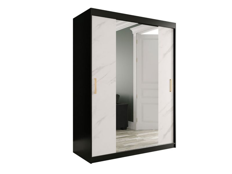 Szafa MIRJAN 24 Marmur T1 150 czarny mat / biały marmur 1 szt.