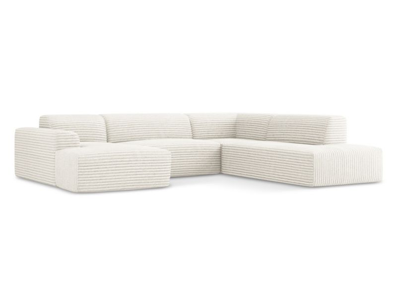 Sofa panoramiczna LaMiaSofa BOVA z tkaniny sztruksowej 344x264 cm jasny beż 1 szt.