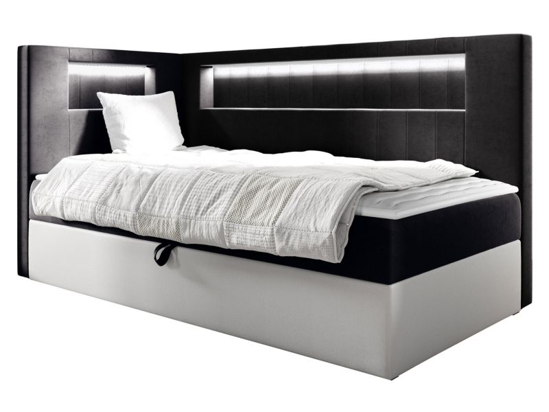 Łóżko kontynentalne MIRJAN 24 Gold Junior 3 80x200, Strona: Lewa biała ekoskóra/czarny 1 szt.