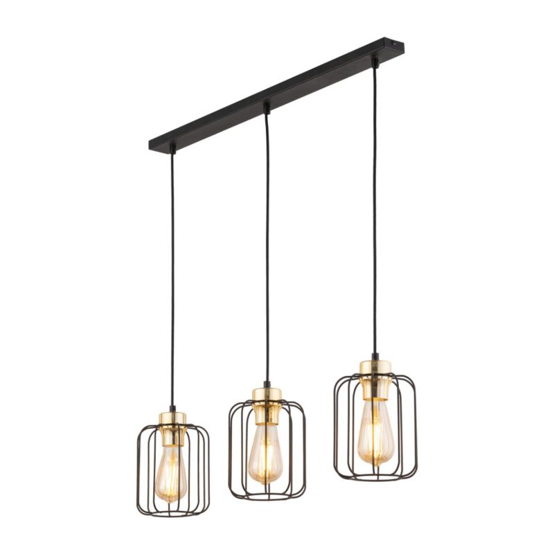 Lampa sufitowa wisząca TK-Lighting Galaxy czarno-złota wym: 120 x 15 x 74 cm 3xE27 x 1 szt.