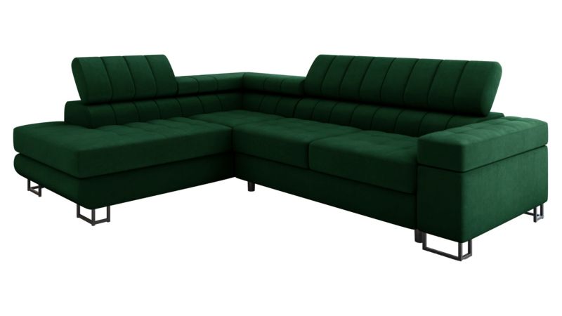 Narożnik z funkcją spania MIRJAN 24 Laris Premium lewy butelkowa zieleń 1 szt.