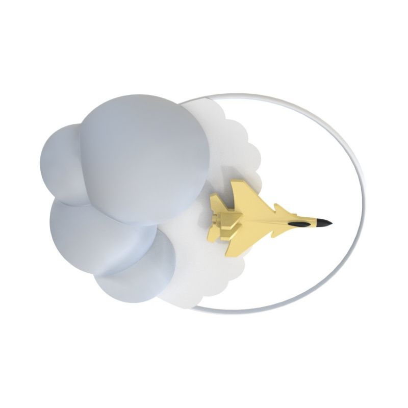 Lampa sufitowa wisząca Zuma Line Focus 1517 niebiesko-złota-biała dziecięca wbudowany LED 37W 1 szt.