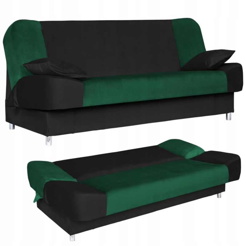 Kanapa do salonu rozkładana Family Meble Sara Duo czarno zielone 1szt