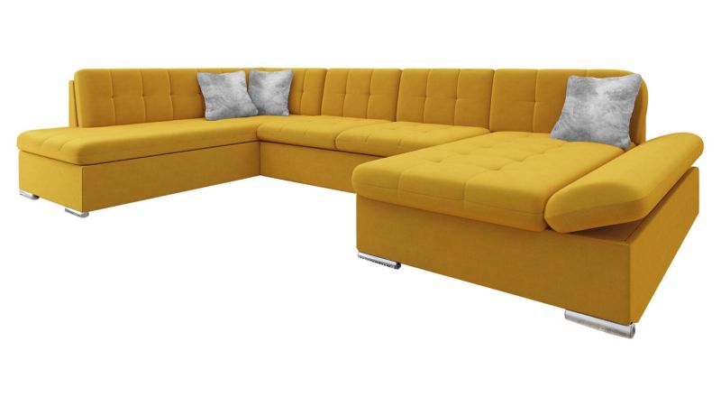 Narożnik z funkcją spania MIRJAN 24 Bergen Premium prawy żółty/żółty/srebrny 1 szt.