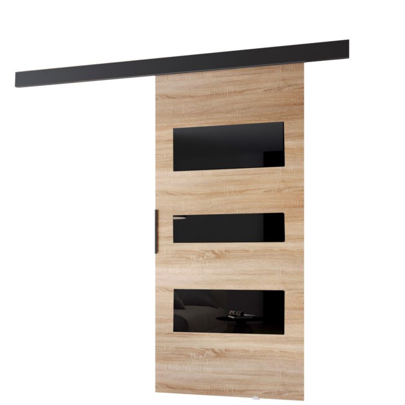Drzwi przesuwne MINIO go for it PRIM C 106 cm dąb sonoma z czarną maskownicą 1 szt.