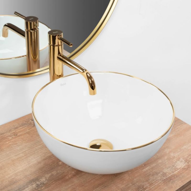 Umywalka nablatowa GTM Design Stella M5 Biała z baterią w zestawie 1 szt.