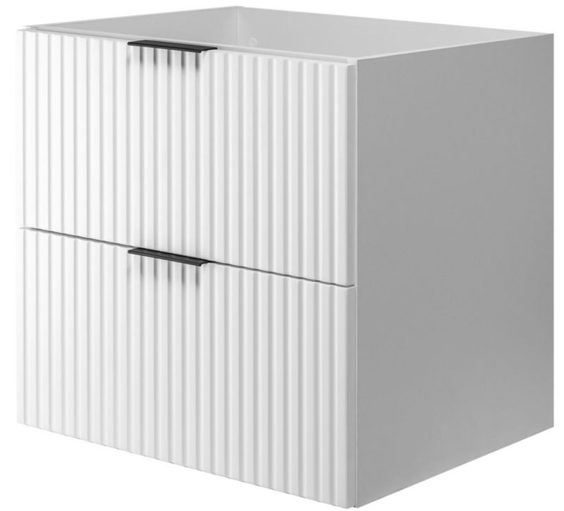 Szafka łazienkowa Furnidea 60 cm wisząca ryflowana 2 szuflady biały mat Flow 1 szt.