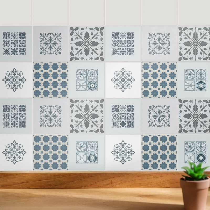 Naklejki na ścianę do kuchni Wallfluent 15x15 cm Klasyczne wzory kafli odświeżenie kafelek 24 szt.