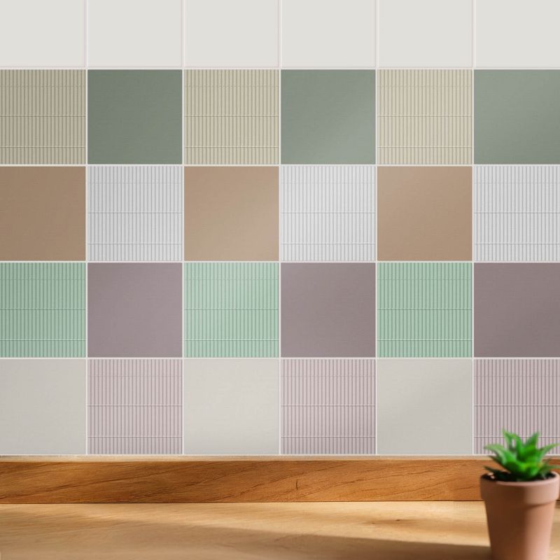 Naklejki na kafelki Wallfluent 15x15 cm Pastelowe bambusy samoprzylepna folia 24 szt.