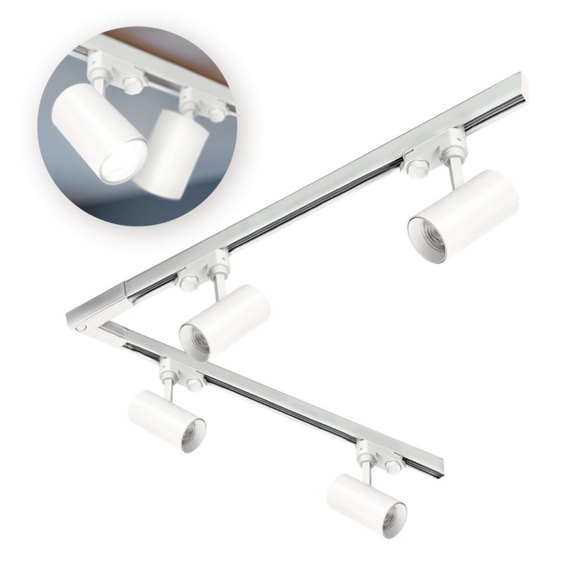 Zestaw szynowy 3-fazowy Kobi szyna 1m+1m, L prawy, 4x Lampa, 2x zaślepka biały 1kpl.