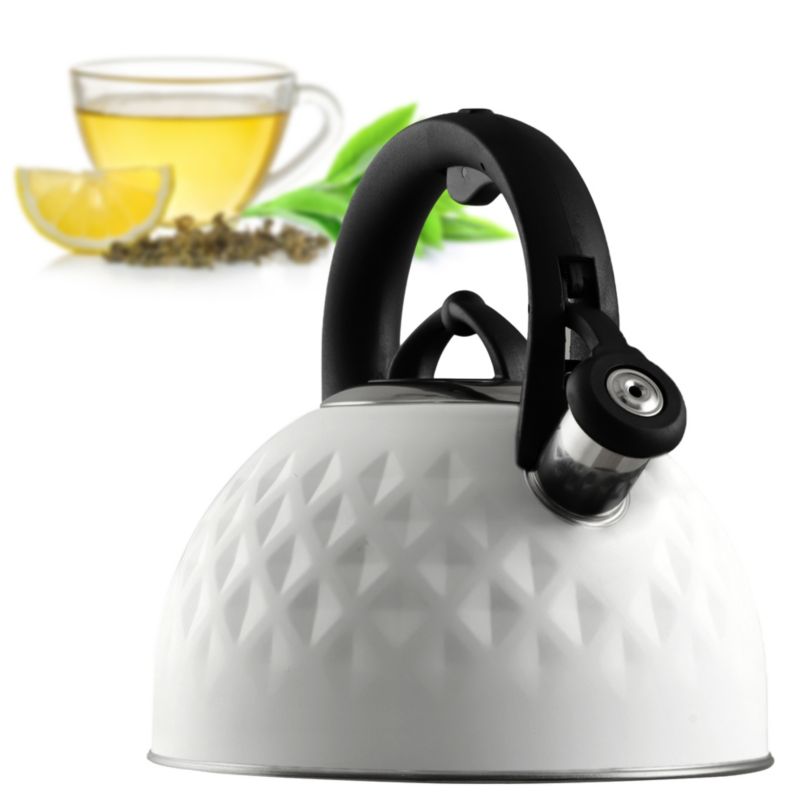 Czajnik KADAX Stalowy 2,5L indukcja Gaz Gwizdek Z Uchwytem Tradycyjny Biały 1szt.