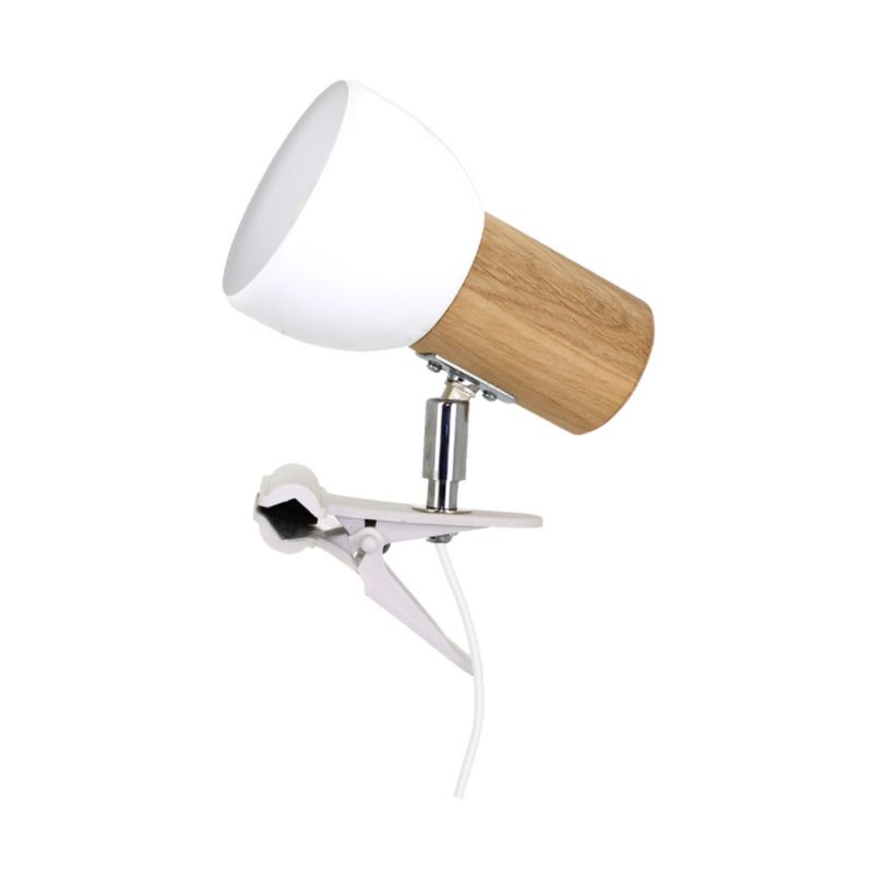 Drewniana Lampa z Klipsem SPOT Light 1xE27 60W Dąb olejowany FSC z Białym Metalowym Kloszem Polski Producent 1 szt.