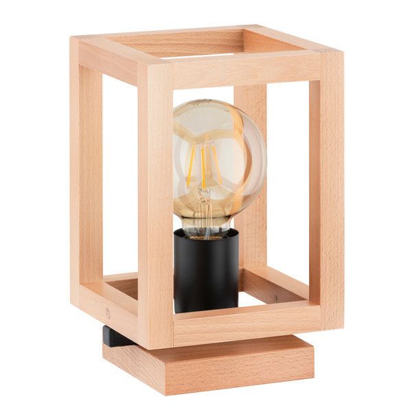 Lampka stołowa Alfa Pako jasne drewno-czarna 1 x E27 x 15W IP20 wym: 25.5 x 16 x 16 cm drewno - 1 szt.