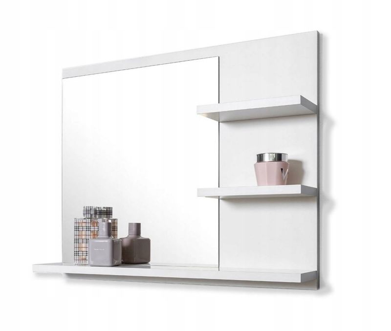 Lustro łazienkowe z półkami Better Home, 60 x 50 x 12 cm, Białe, 1 szt.