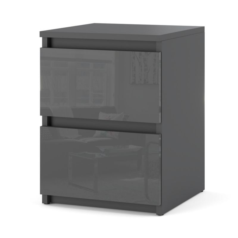 Szafka Nocna Hurtownia-Mebli Szuflady 2 Hugo 30cm Szary Mat Szary Połysk 30x30x40 cm 1szt.