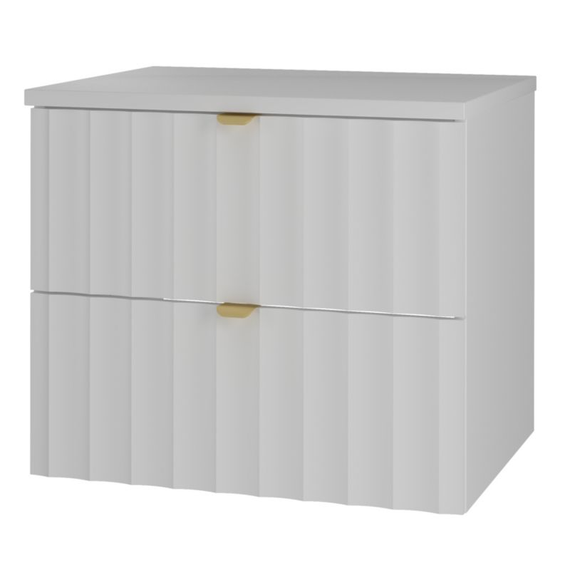 Szafka pod umywalkę z blatem Furnidea 60 cm wisząca biały mat ryflowane fronty złote uchwyty zestaw ARCOS 1 szt.