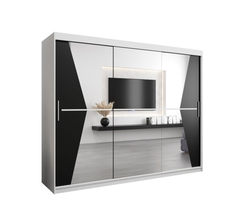 Szafa przesuwna Garderoba Abiks MAROKO 250 biały/czarny 1 szt.