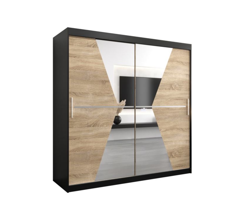 Szafa przesuwna Garderoba Abiks MAROKO 200 czarny sonoma 1 szt.