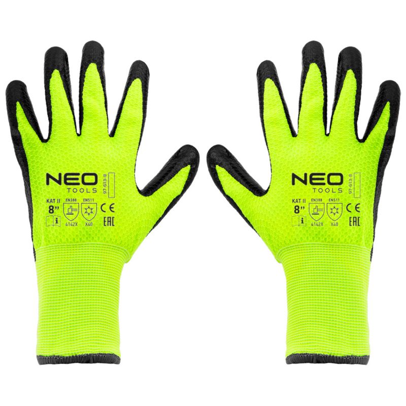 Rękawice robocze NEO TOOLS nylon powlekany lateksem rozm. 8 żółte 1 para