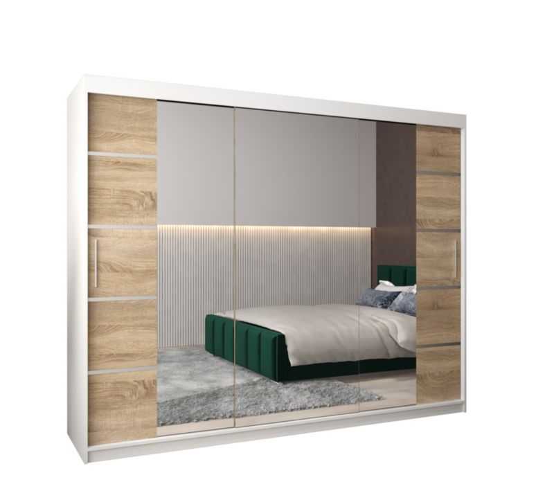 Szafa przesuwna Garderoba Abiks Verona 4 250 biały + sonoma 1 szt.