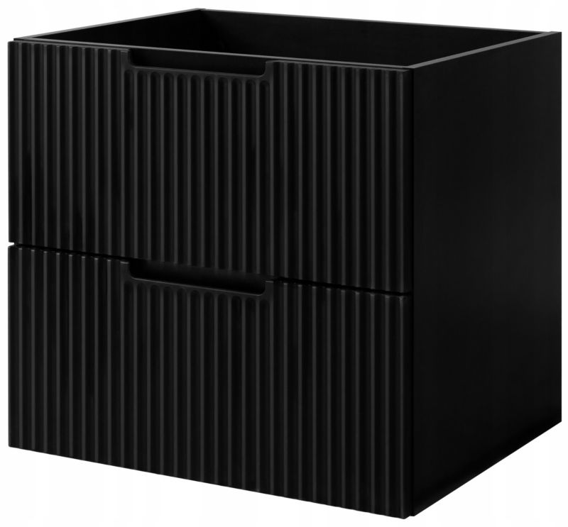 Szafka pod umywalkę Furnidea 60 cm czarna ryflowana MDF wisząca VENA 1 szt.